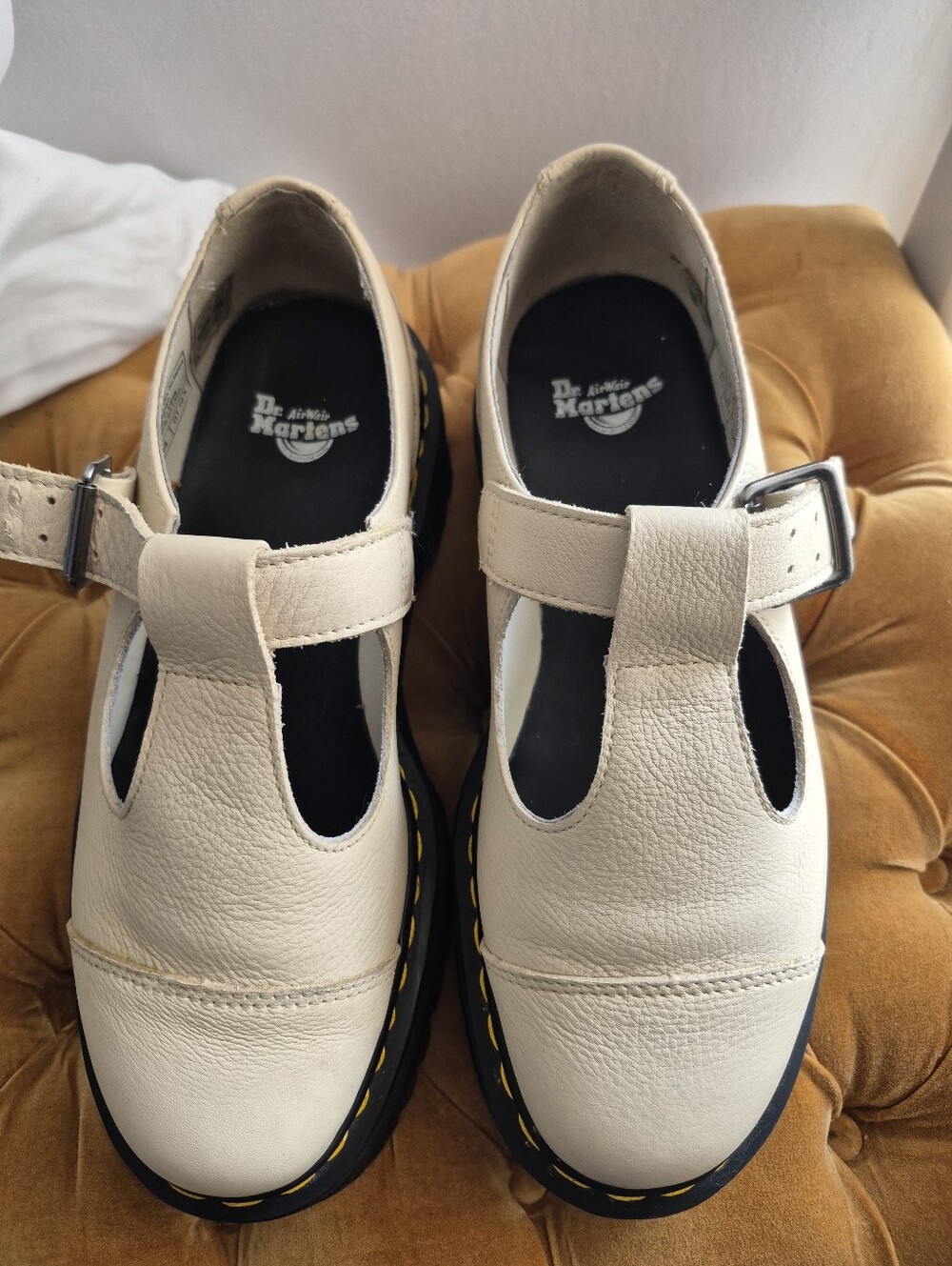Dr. Martens Bethan Parchment Beige platform Mary Janes US 9